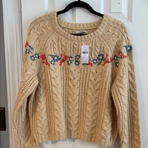 NWT American Eagle Floral Knit Women's Sweater Size XL